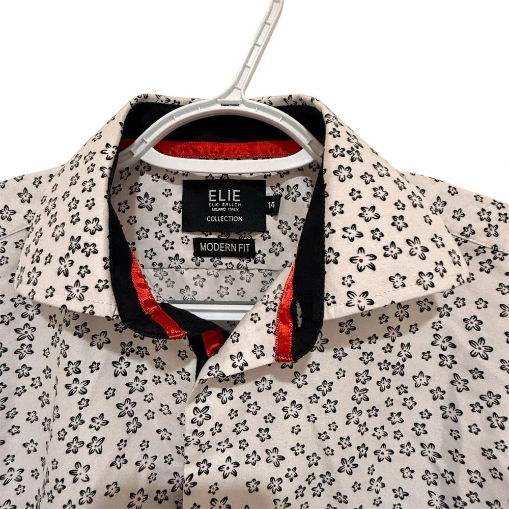 Elie Balleh Button Up Shirt Rockabilly Flip Cuff Youth 14 Made In Italy